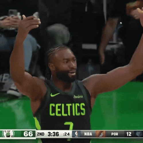 Celtics Player Celebrating With Arms Up GIF