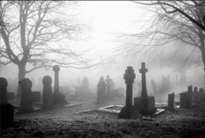 Cemetery With Graves And Crosses GIF