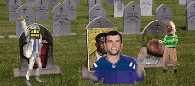 Cemetery With Man In NFL Uniform GIF