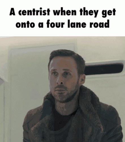 Centrist Man On Four Lane Road GIF