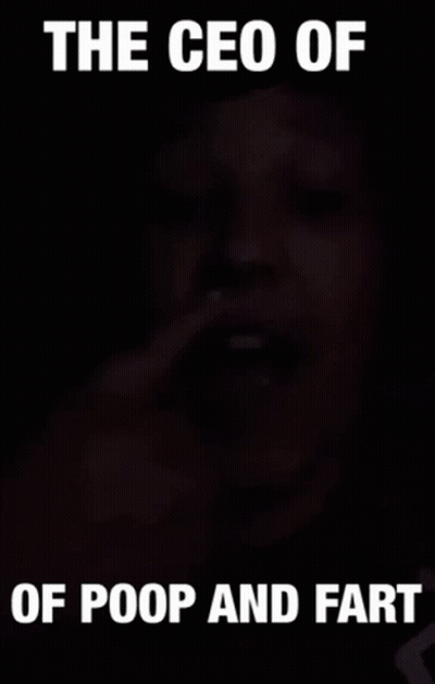 CEO Of Poop And Fart On Black Background GIF
