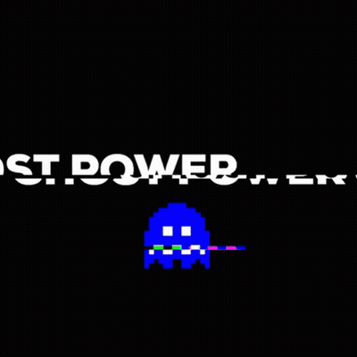 CG Ghost Power Logo With Pixelated Ghost GIF