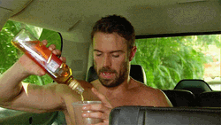 Chad Pouring Liquor In Car GIF
