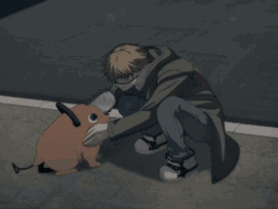 Chainsaw Man Denji Petting Pochita GIF