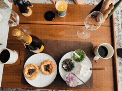 Champagne Bottle On Wooden Table GIF