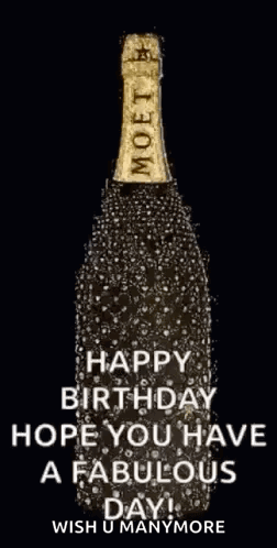 Champagne Bottle With Bubbles Happy Birthday GIF