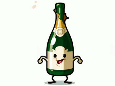 Champagne Bottle With M Label GIF