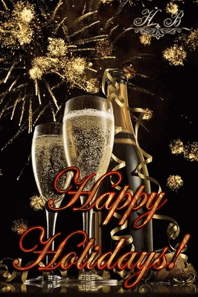 Champagne Bottle With Two Glasses GIF
