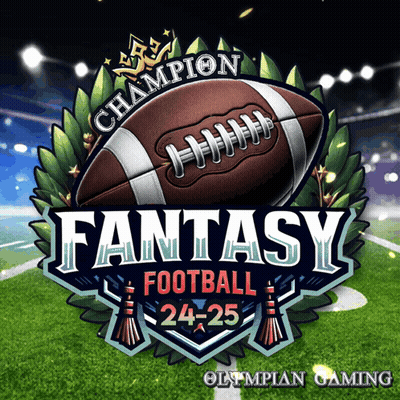 Champion Fantasy Football Logo With Football On Field GIF