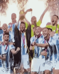 Champion Team Argentina Football Players Cheering GIF