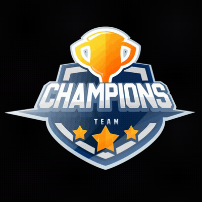 Champions Team Logo With Trophy Stars GIF