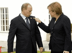 Chancellor Angela Merkel Pinching Nose Of President Putin GIF