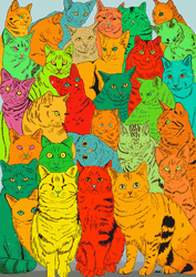 Changing Colors Tripping Cats GIF