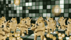 Chaotic Group Of Dancing Doge GIF