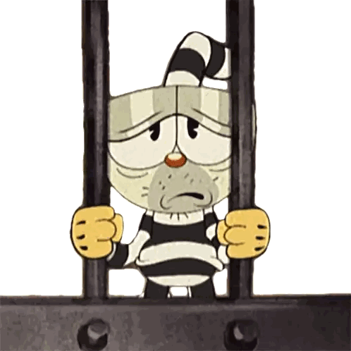 Character Behind Bars With Sad Face Sticker