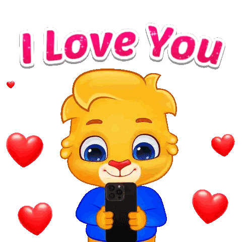 Character Holding Cell Phone Saying I Love You Sticker