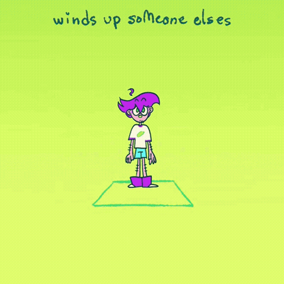 Character Holding Purple Balloon Says I'm Just Saying GIF
