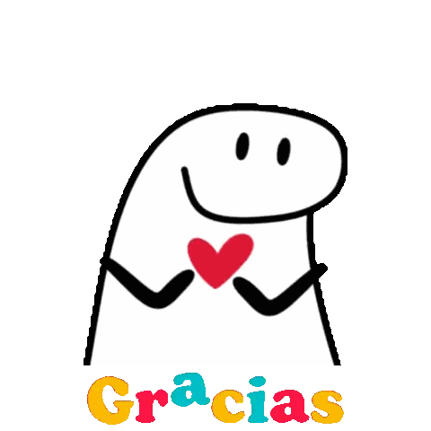 Character Holding Red Heart Gracias Sticker