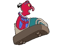 Character Riding Roller Coaster With Tongue Out Sticker