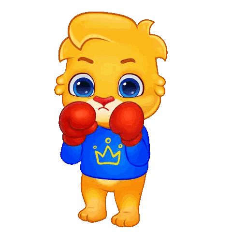 Character Wearing Red Boxing Gloves With Star Sticker