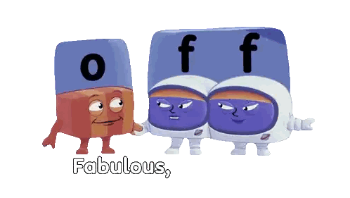 Character With OF F On Head Sticker