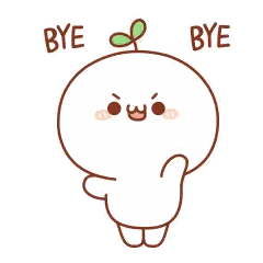 Character With Plant Growing Out Of Head Says Bye Bye Sticker