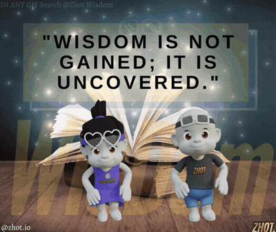 Characters Open Book Wisdom Is Not Gained It Is Uncovered GIF