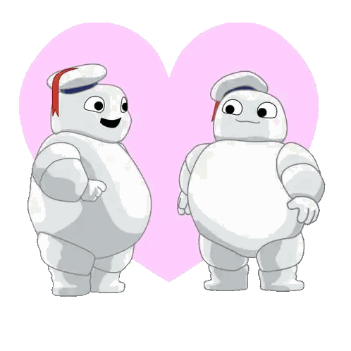 Characters Standing By Pink Heart Sticker