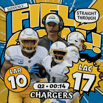 Chargers Football Ad With Lar 10 And Lac 17 Holding Football GIF