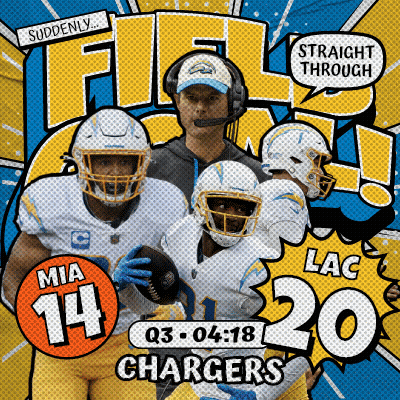 Chargers Players Mia 14 And Lac 20 Holding Football GIF