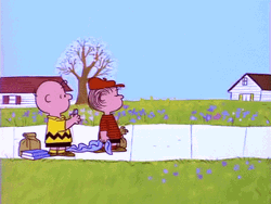 Charlie Brown And Linus Throwing In The Air GIF