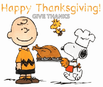 Charlie Brown And Snoopy Happy Thanksgiving Give Thanks GIF