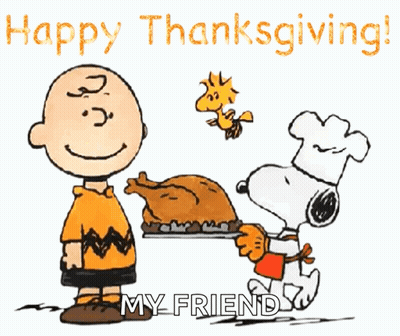 Charlie Brown And Snoopy Wishing Happy Thanksgiving GIF