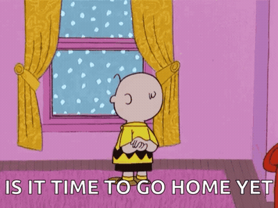Charlie Brown Asks Time To Go Home Yet GIF