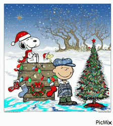 Charlie Brown Christmas Snow Chilling GIF