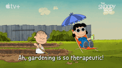 Charlie Brown Gardening Outside