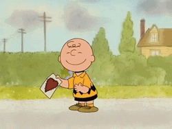 Charlie Brown Heart Valentines Card GIF