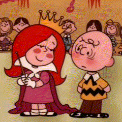 Charlie Brown Standing Next To Little Girl With Red Hair GIF
