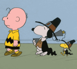 Charlie Brown Walking Peanuts Snoopy Thanksgiving GIF