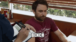 Charlie Day Says Bench GIF