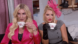 Charlotte Flair And Lacey Evans Sipping Tea GIF