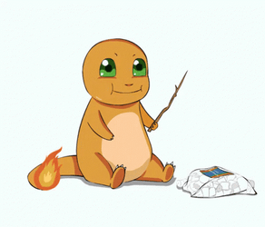Charmander Cooking Roasted Marshmallow Pokémon GIF