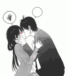 Charming Anime Couple Passionate Kissing GIF