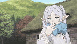 Charming Frieren Flying Kiss Heart GIF