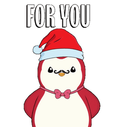Charming Red Pudgy Penguin Giving Present GIF