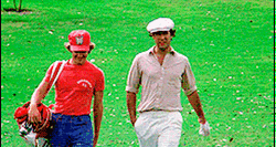 Chase And O'Keffe Co Stars In Caddyshack Walking GIF