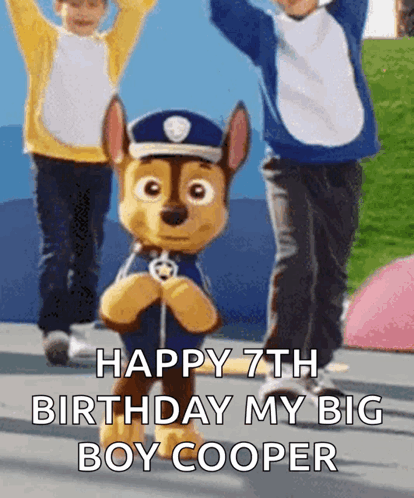 Chase From Paw Patrol Dancing With Two Children GIF