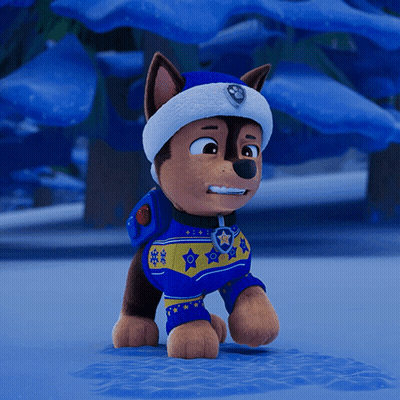 Chase From Paw Patrol In Blue Sweater And Hat GIF