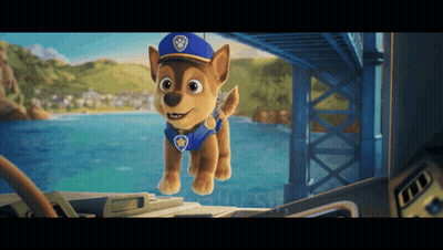 Chase From Paw Patrol Movie Flying Over Water GIF