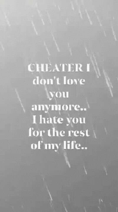 Cheater I Don't Love You Anymore Hate You For The Rest Of My Life GIF